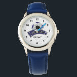 Kids Personalised Dark Blue Soccer  Watch<br><div class="desc">Dark Blue Soccer Watch ready for you to personalise. Makes a great gift for any boy or girl. Available in several colours. ✔NOTE: ONLY CHANGE THE TEMPLATE AREAS NEEDED! 😀 If needed, you can delete all the text and start fresh with your own text, colour and font choices using the...</div>