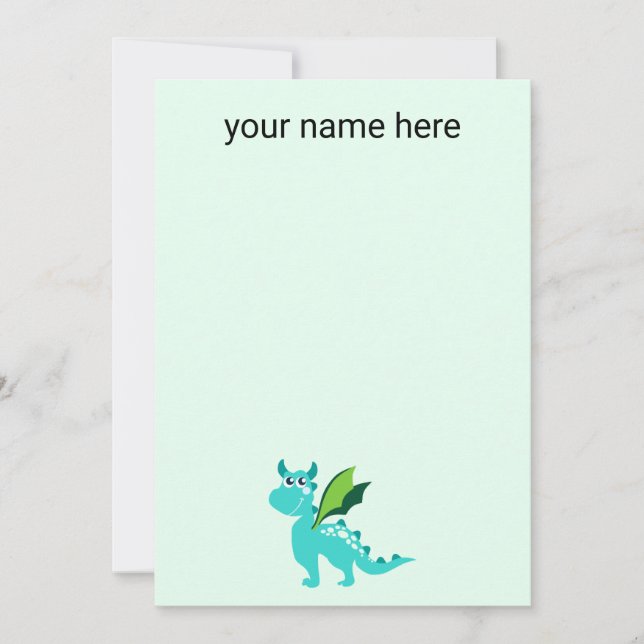 Kids Personalised Dragon Notecards (Front)