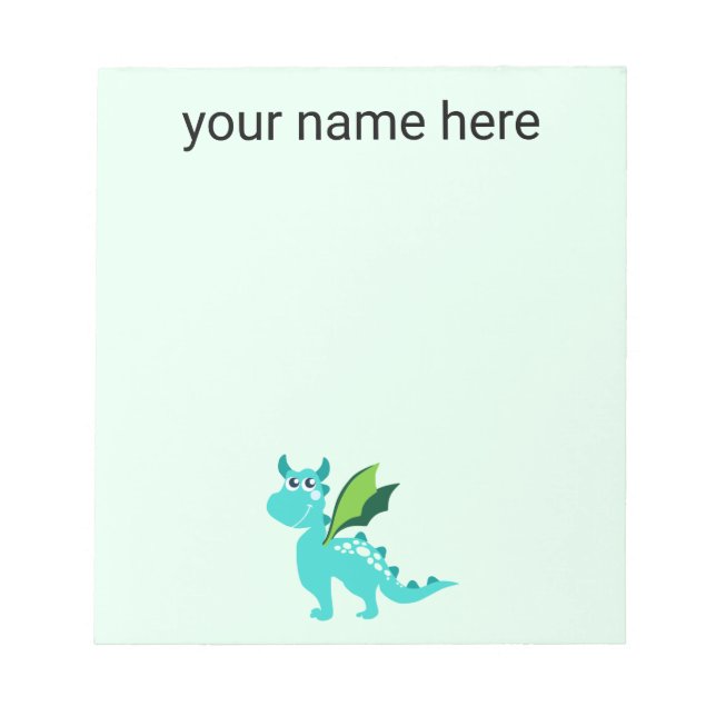 Kids Personalised Dragon Notepad (Front)