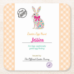 Kids' Personalised Easter Egg-cellance Square Paper Coaster