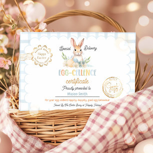 Kids Personalised Easter Egg-Cellence Certificate  Invitation