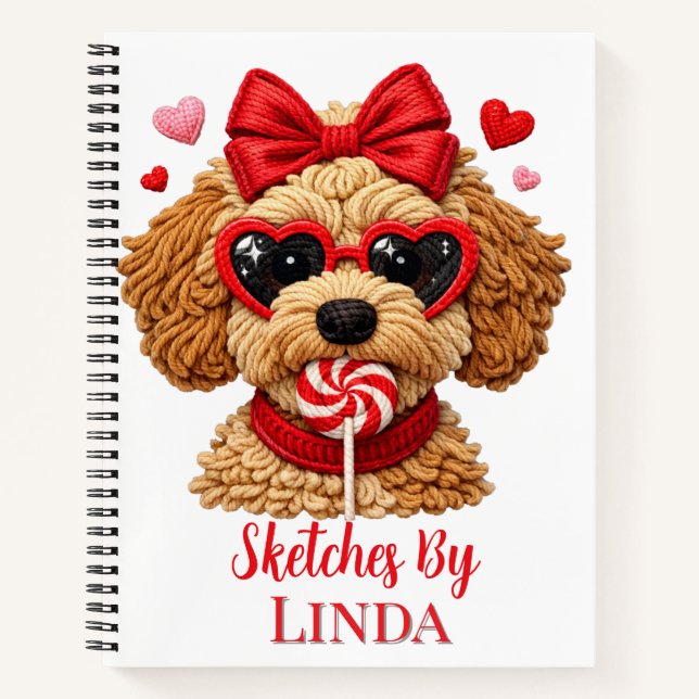 Kids Personalised Goldendoodle Sketch  Notebook (Front)