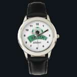 Kids Personalised Green Soccer  Watch<br><div class="desc">Green Soccer Watch ready for you to personalise. Makes a great gift for any boy or girl. Available in several colours. ✔NOTE: ONLY CHANGE THE TEMPLATE AREAS NEEDED! 😀 If needed, you can delete all the text and start fresh with your own text, colour and font choices using the Zazzle...</div>