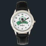 Kids Personalised Green Soccer  Watch<br><div class="desc">Green Soccer Watch ready for you to personalise. Makes a great gift for any boy or girl. Available in several colours. ✔NOTE: ONLY CHANGE THE TEMPLATE AREAS NEEDED! 😀 If needed, you can delete all the text and start fresh with your own text, colour and font choices using the Zazzle...</div>