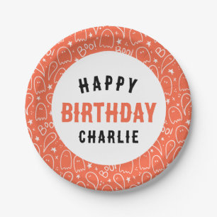 Kids Personalised Halloween Birthday Party Paper Plate