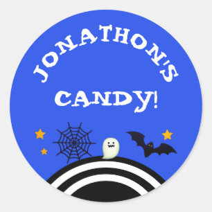 Kids Personalised Halloween Candy Classic Round Sticker