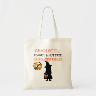 Kids Personalised Halloween Nut Free Witch Tote Bag