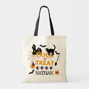 Kids Personalised Halloween Trick or Treat Tote Bag