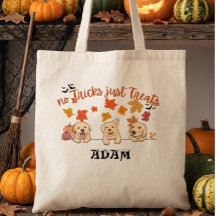 Kids Personalised Halloween Trick or Treat Tote