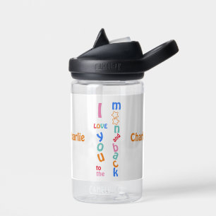 Kids Personalised I Love YOU to the Moon & Back Water Bottle