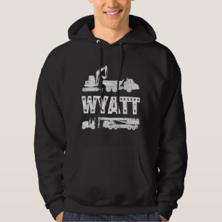 Kids Personalised Kids Name Construction Excavator Hoodie