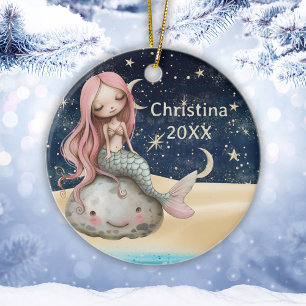 Kids Personalised Mermaid Christmas Ornament