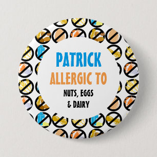 Kids Personalised Multiple Food Allergies 7.5 Cm Round Badge