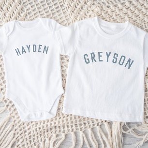 Kids Personalised Name Tee Dusty Blue