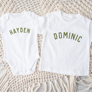Kids Personalised Name Tee Olive