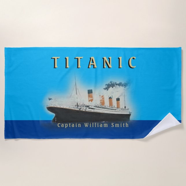 Kids Personalised Name Titanic Beach Towel (Front)