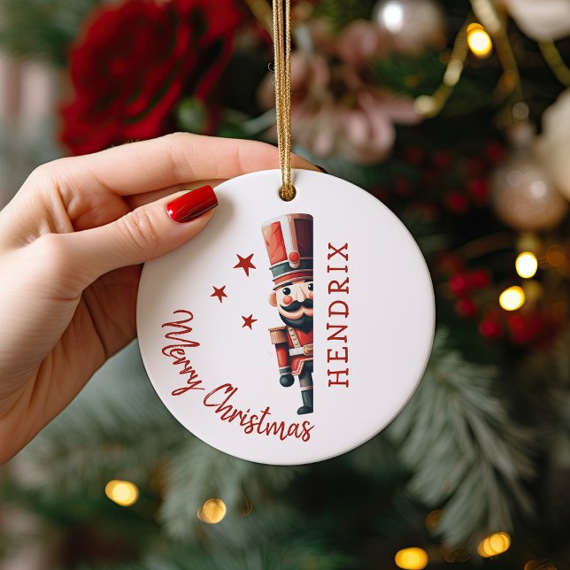 Kids Personalised Nutcracker Christmas Ceramic Ornament (Creator Uploaded)