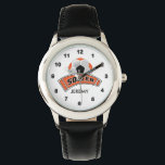 Kids Personalised Orange Soccer  Watch<br><div class="desc">Orange Soccer Watch ready for you to personalise. Makes a great gift for any boy or girl. Available in several colours. ✔NOTE: ONLY CHANGE THE TEMPLATE AREAS NEEDED! 😀 If needed, you can delete all the text and start fresh with your own text, colour and font choices using the Zazzle...</div>