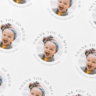 Kids Personalised Photo Thank You Classic Round Sticker
