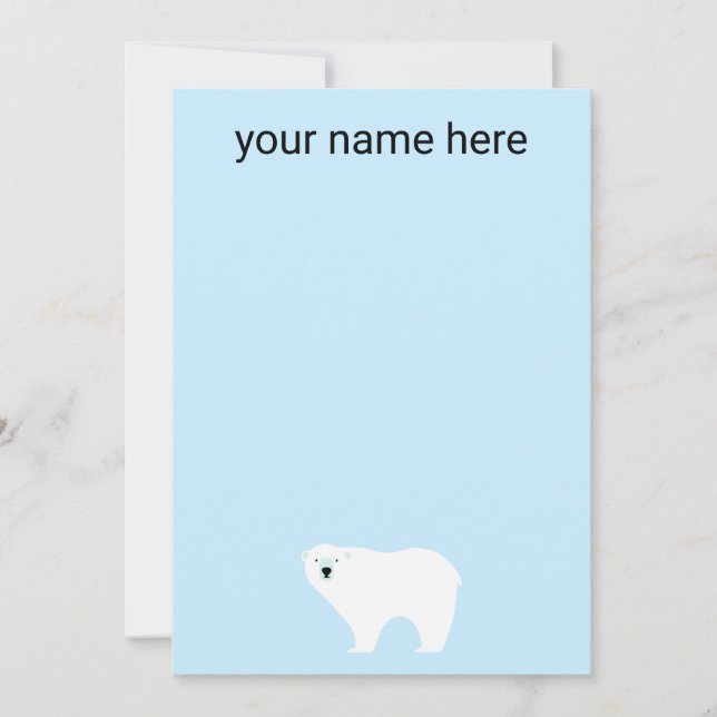 Kids Personalised Polar Bear Notecards (Front)