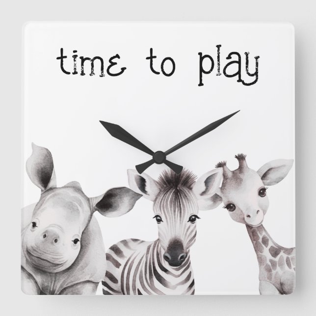 Kids Personalised Safari Theme Clock (Front)