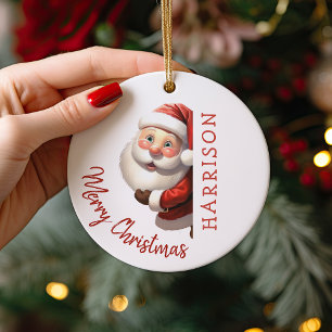 Kids Personalised Santa Christmas Ceramic Ornament