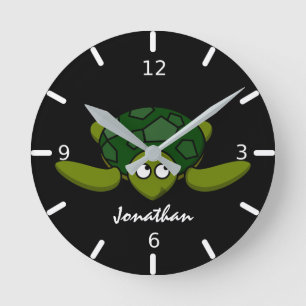 Kids Personalised Sea Turtle  Round Clock
