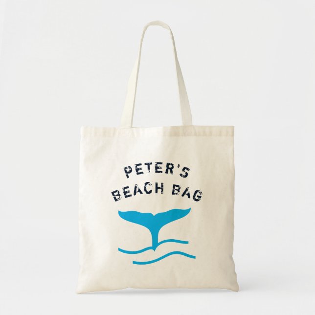 Kids' Personalised Whale's Tail Beach Tote Bag (Front)