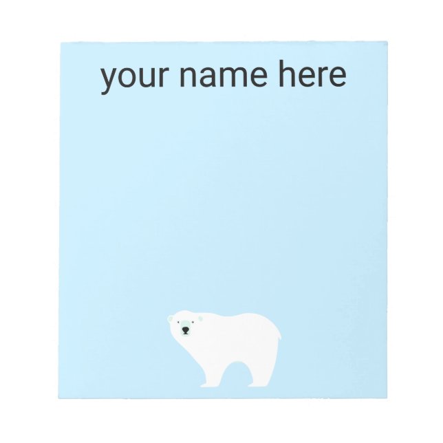 Kids Personalized Polar Bear Notepad (Front)