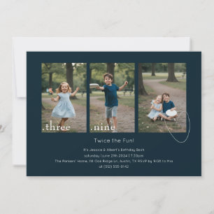 Kids Photo Collage Sibling Joint Birthday Party Invitation