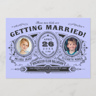 Kids Photo Lesbian Wedding Invitations   Purple