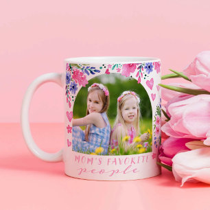 Kid's Photo Mothers Day Keepsake Watercolor Floral Coffee Mug