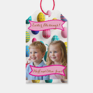 Kids Photos Easter Painted Eggs Gift Tags