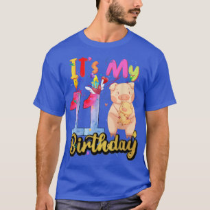 Kids Pig 11th Birthday 11Years Old Pig Birthday  T-Shirt