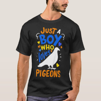 Kids Pigeon Just A Boy Who Loves Pigeons Gift T-Shirt