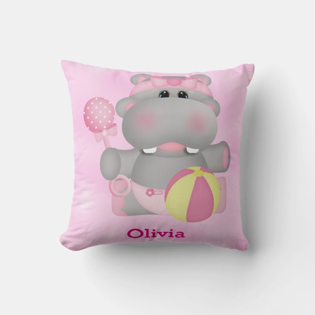 Kid's Pillow Cute Baby Hippo (Front)