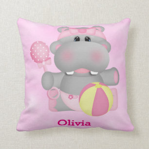 Kid's Pillow Cute Baby Hippo