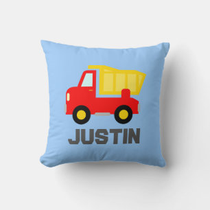 Kids pillow with toy truck and personalised name