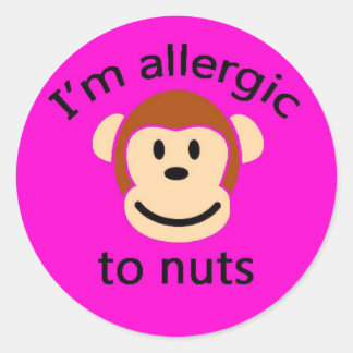 Kids pink monkey allergy alert sticker