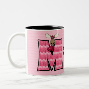 Kid's Pink Moose Monogram "M" Mug