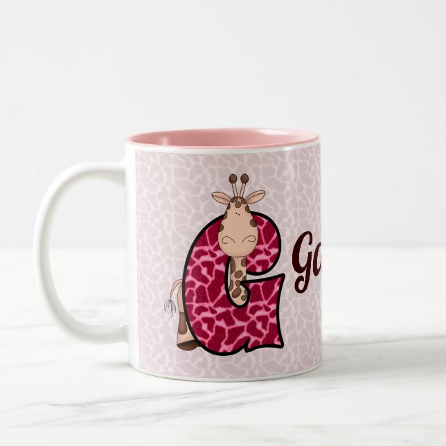 Kid's Pink Personalised Monogram "G" Two-Tone Coffee Mug (Left)