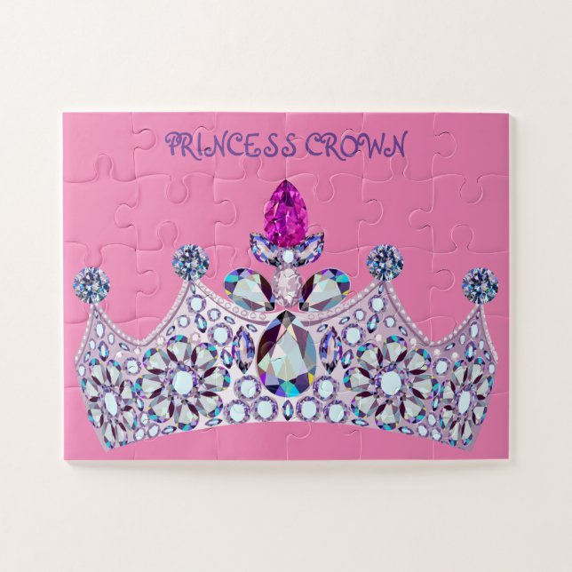 Kids Pink Princess Royal Monarchy Crown Jigsaw Puzzle (Horizontal)