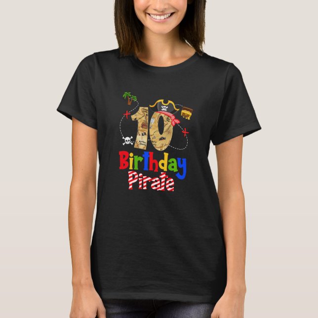 Kids Pirate 10th Birthday Decorations Kids Boys Bo T-Shirt (Front)