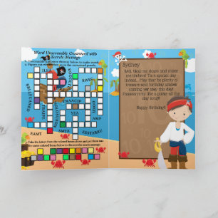 Kids Pirate Captain Secret Message Happy Birthday Card