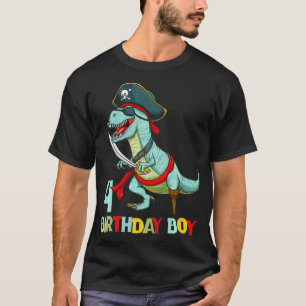 Kids Pirate Dinosaur T Rex Tyrannosaurus Birthday T-Shirt