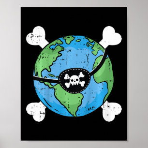 Kids Pirate Planet Earth Day Environmental Toddler Poster
