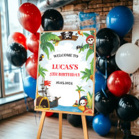 Kids Pirate Ship Ahoy Matey Birthday Welcome