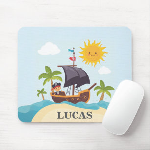 Kids Pirate Ship Personalised Ahoy Matey Mouse Pad