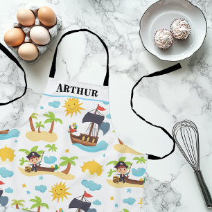 Kids Pirate Ship Personalised Cooking Apron