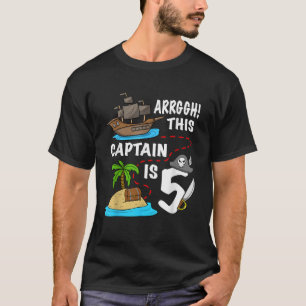 Kids Pirate Ship This Captain Is 5 Pirate Birthday T-Shirt